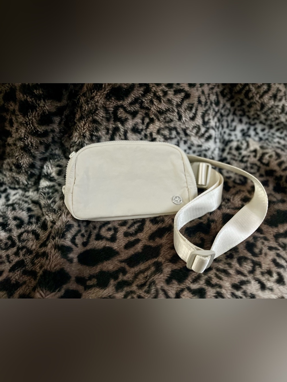 Cream Crossbody Belt Bag with Adjustable Strap